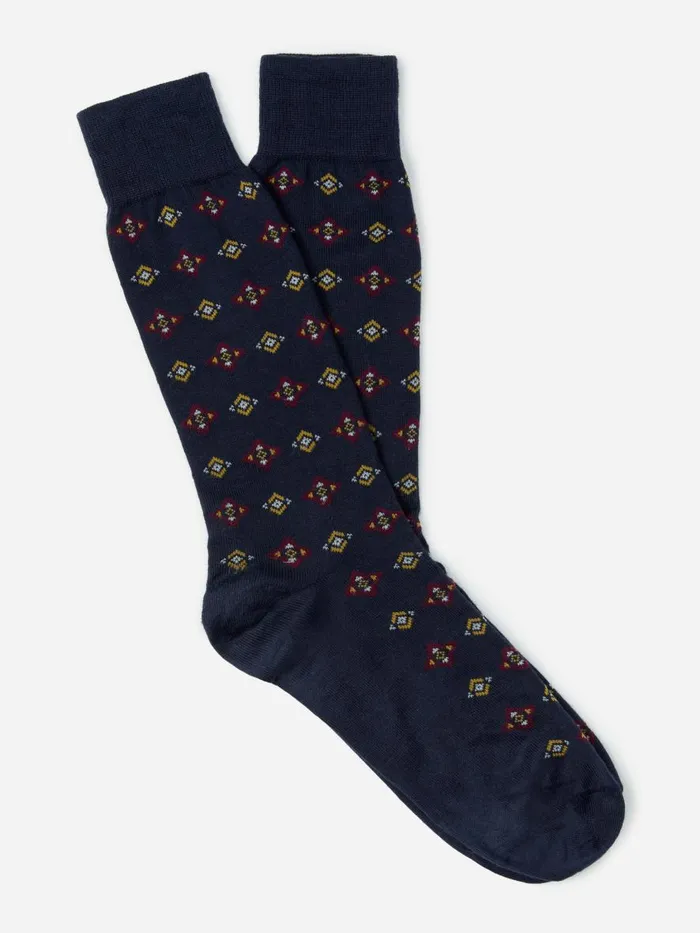 Socks Men JMcLaughlin Socks In Diamond Foulard Navydark Wine