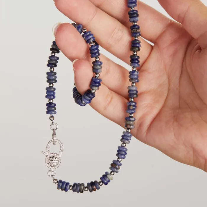 Sodalite Carabiner Necklace Shiny Silver Women Alex And Ani Necklaces Sodalite Carabiner Necklace Shiny Silver Women Alex And Ani Necklaces