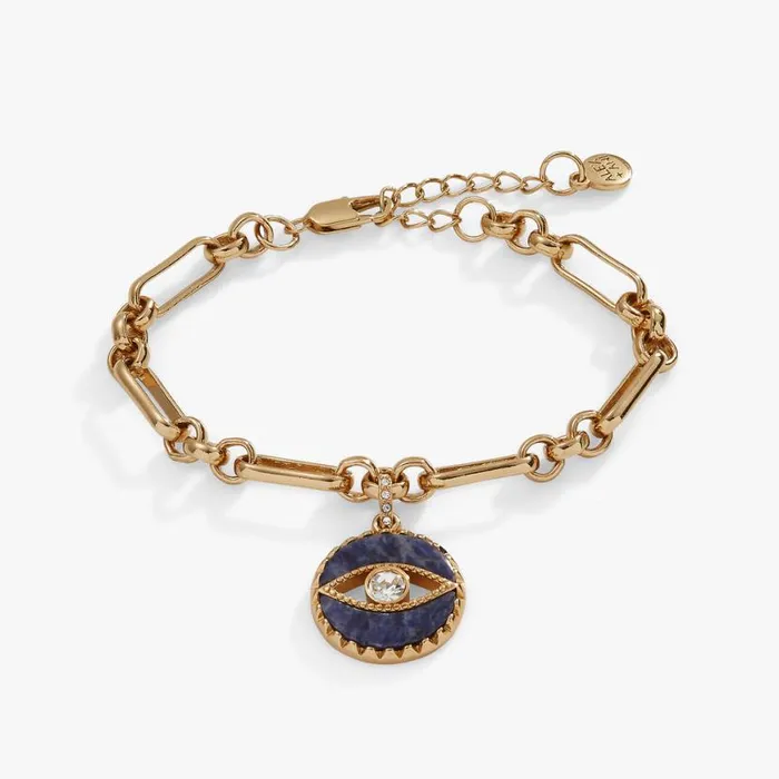 Sodalite Evil Eye Chain Bracelet Gold Women Alex And Ani Bracelets