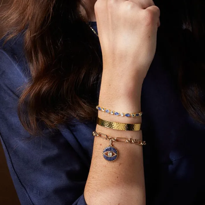 Sodalite Evil Eye Chain Bracelet Gold Women Alex And Ani Bracelets