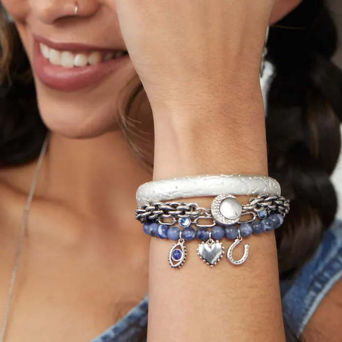 Sodalite Multicharm Bolo Bracelet Antique Silver Women Alex And Ani Strength Protection