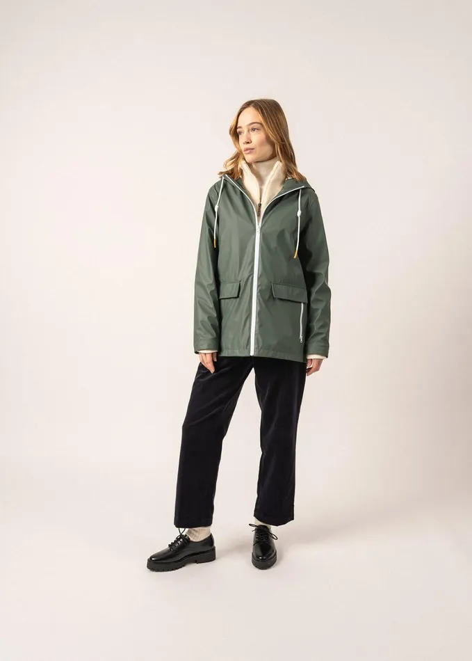 St Gabrielle Waterproof Patterned Rain Jacket With Fancy Drawstrings Armygreen Women Saint James Aw24
