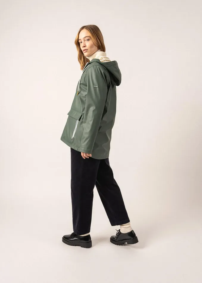 St Gabrielle Waterproof Patterned Rain Jacket With Fancy Drawstrings Armygreen Women Saint James Aw24