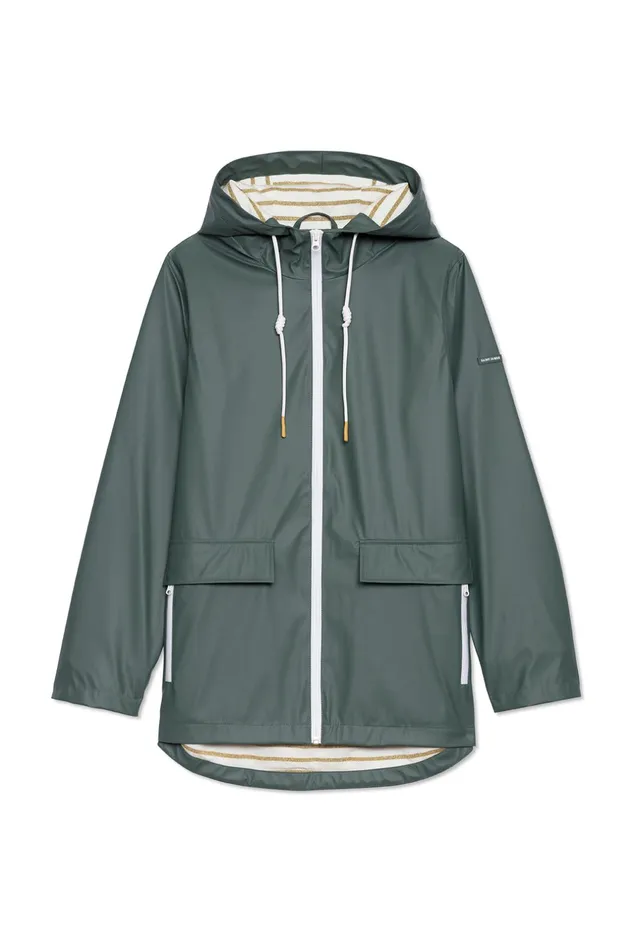 St Gabrielle Waterproof Patterned Rain Jacket With Fancy Drawstrings Armygreen Women Saint James Aw24