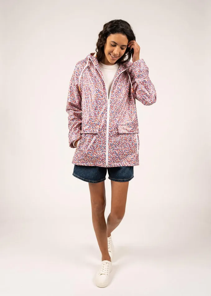 St Gabrielle Waterproof Patterned Rain Jacket With Fancy Drawstrings Capindigo Women Saint James Coats and Raincoats St Gabrielle Waterproof Patterned Rain Jacket With Fancy Drawstrings Capindigo Women Saint James Coats and Raincoats