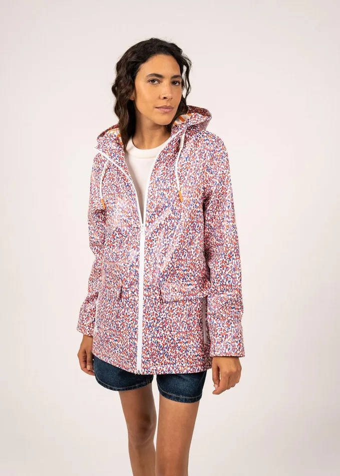 St Gabrielle Waterproof Patterned Rain Jacket With Fancy Drawstrings Capindigo Women Saint James Coats and Raincoats