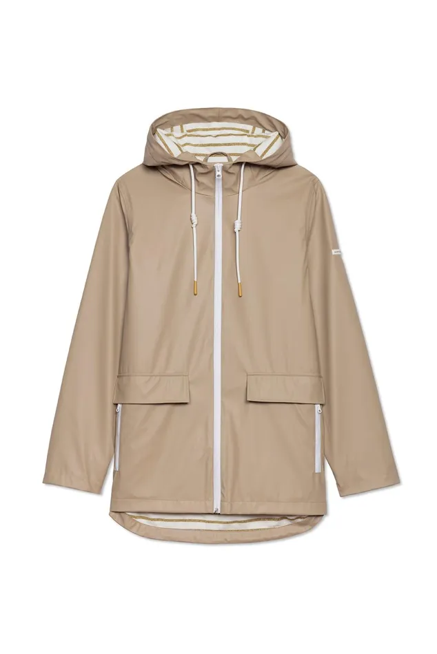 St Gabrielle Waterproof Patterned Rain Jacket With Fancy Drawstrings Oatmeal Women Saint James Coats and Raincoats