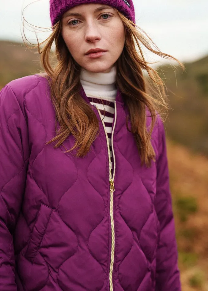 St Izia Quilted ZipUp Puffer Jacket Plum Women Saint James Coats and Raincoats St Izia Quilted ZipUp Puffer Jacket Plum Women Saint James Coats and Raincoats