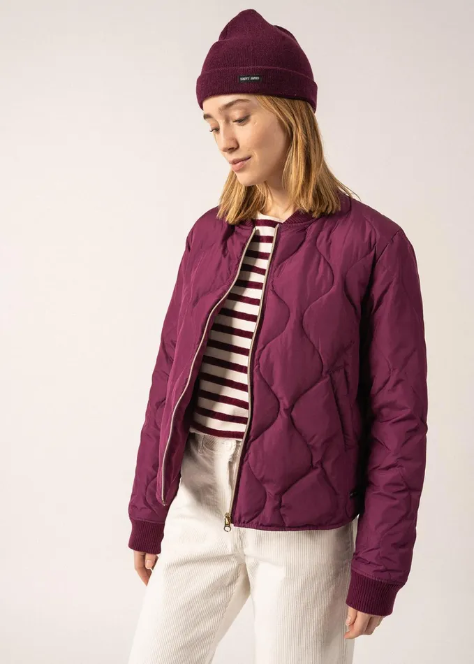 St Izia Quilted ZipUp Puffer Jacket Plum Women Saint James Coats and Raincoats