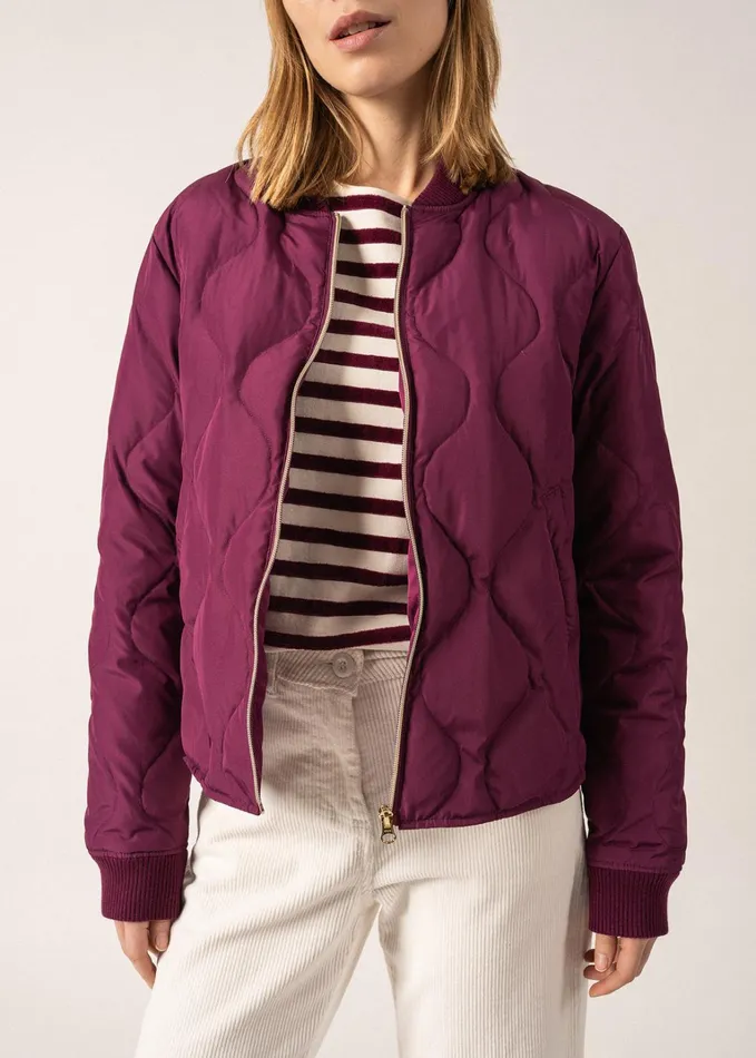 St Izia Quilted ZipUp Puffer Jacket Plum Women Saint James Coats and Raincoats
