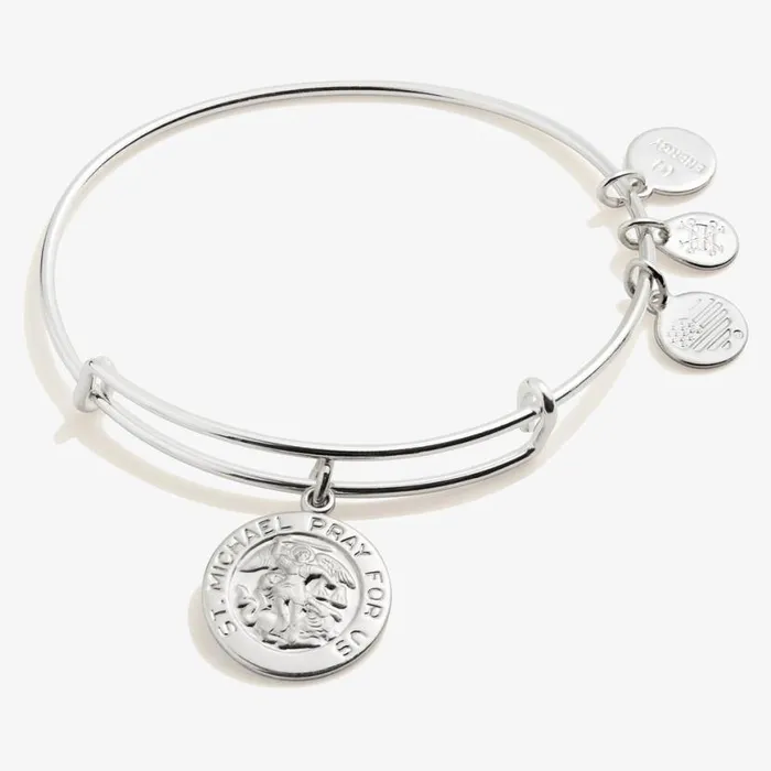 St Michael Charm Bangle Bracelet Shiny Silver Women Alex And Ani Easter
