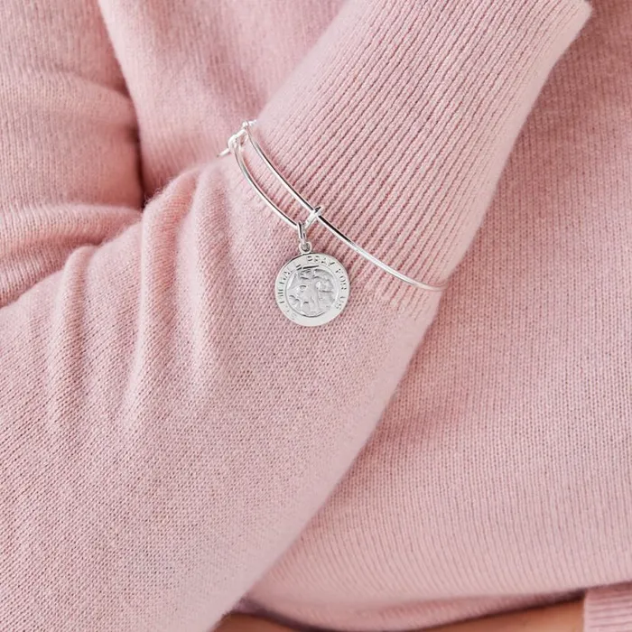St Michael Charm Bangle Bracelet Shiny Silver Women Alex And Ani Iconic Alex And Ani St Michael Charm Bangle Bracelet Shiny Silver Women Alex And Ani Iconic Alex And Ani
