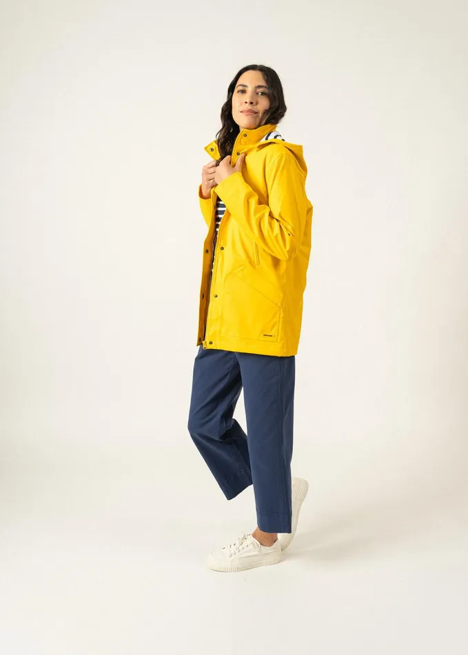 St Morgane Waterproof Raincoat With Hood Yellow Women Saint James Coats and Raincoats