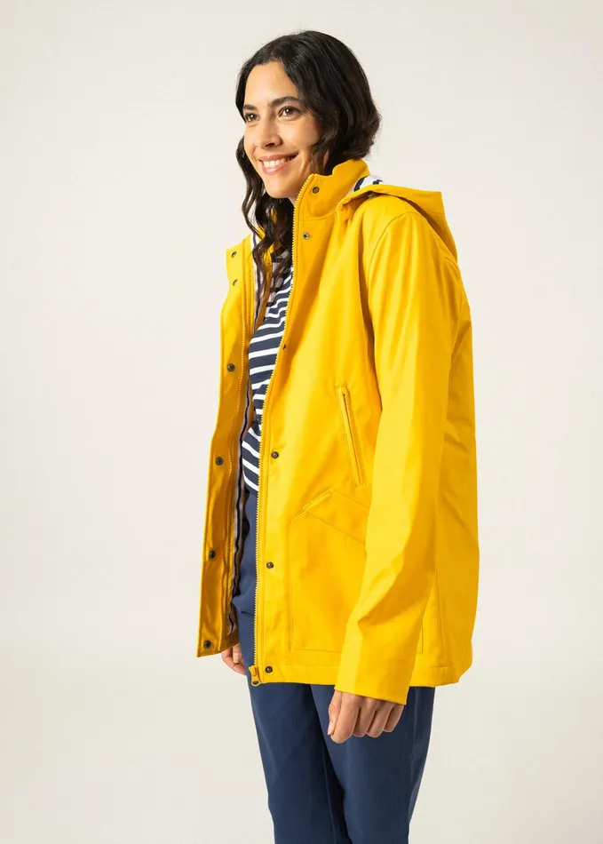 St Morgane Waterproof Raincoat With Hood Yellow Women Saint James Coats and Raincoats