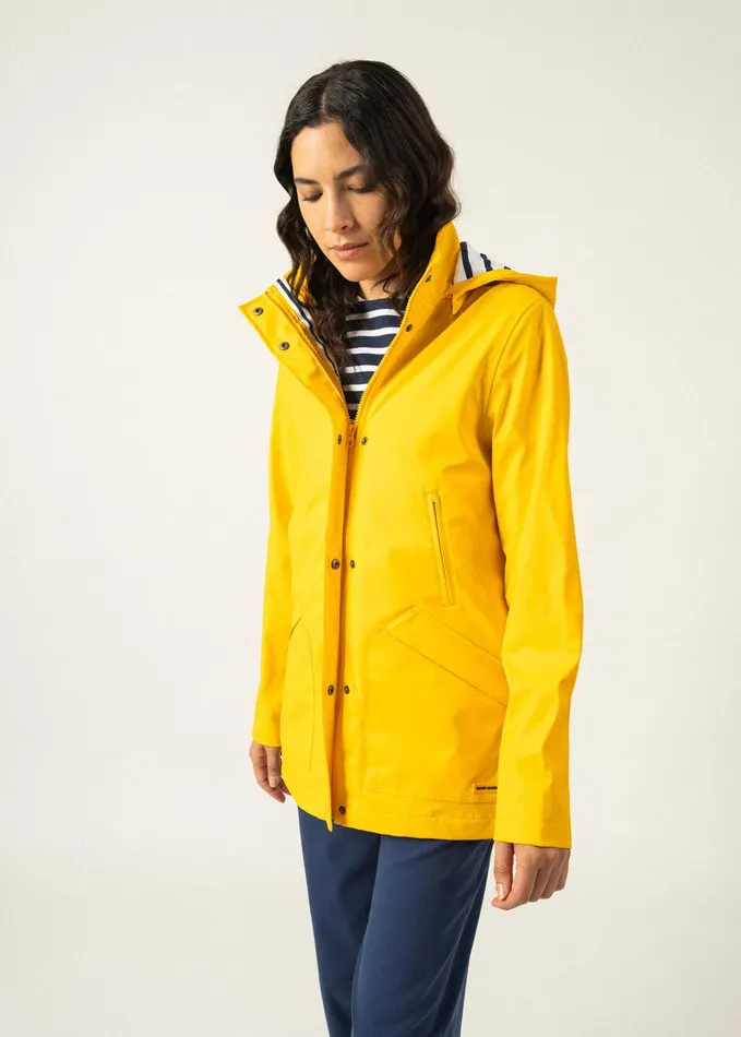 St Morgane Waterproof Raincoat With Hood Yellow Women Saint James Coats and Raincoats