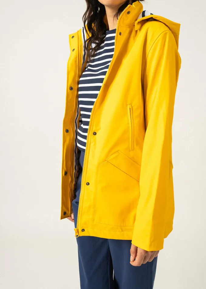 St Morgane Waterproof Raincoat With Hood Yellow Women Saint James Coats and Raincoats