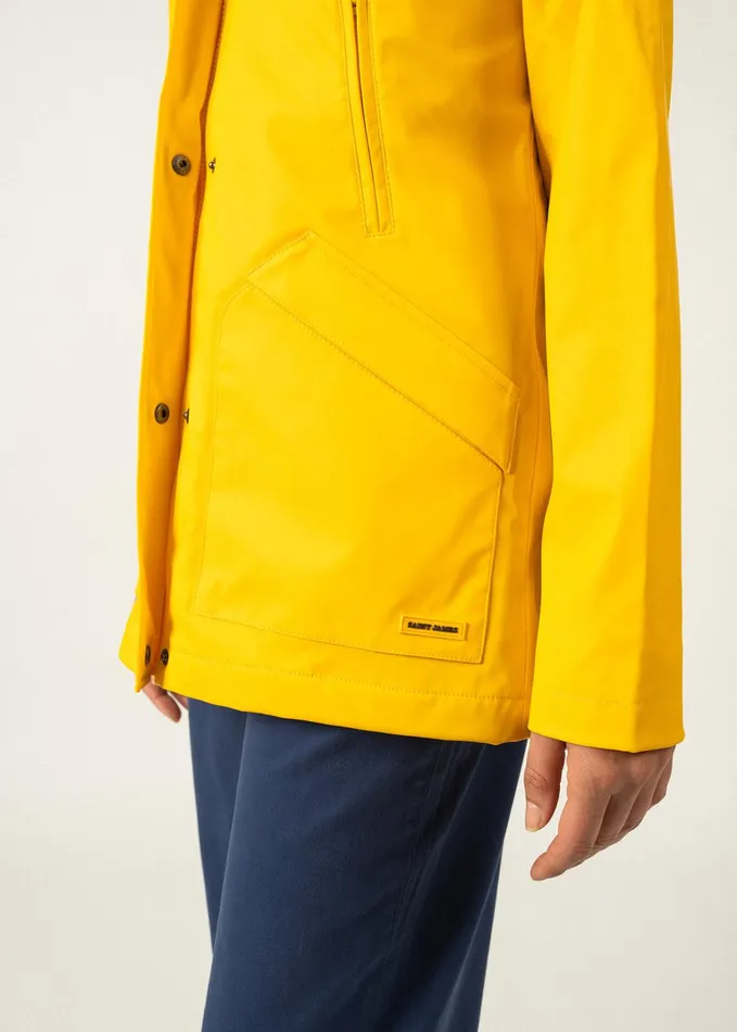 St Morgane Waterproof Raincoat With Hood Yellow Women Saint James Coats and Raincoats