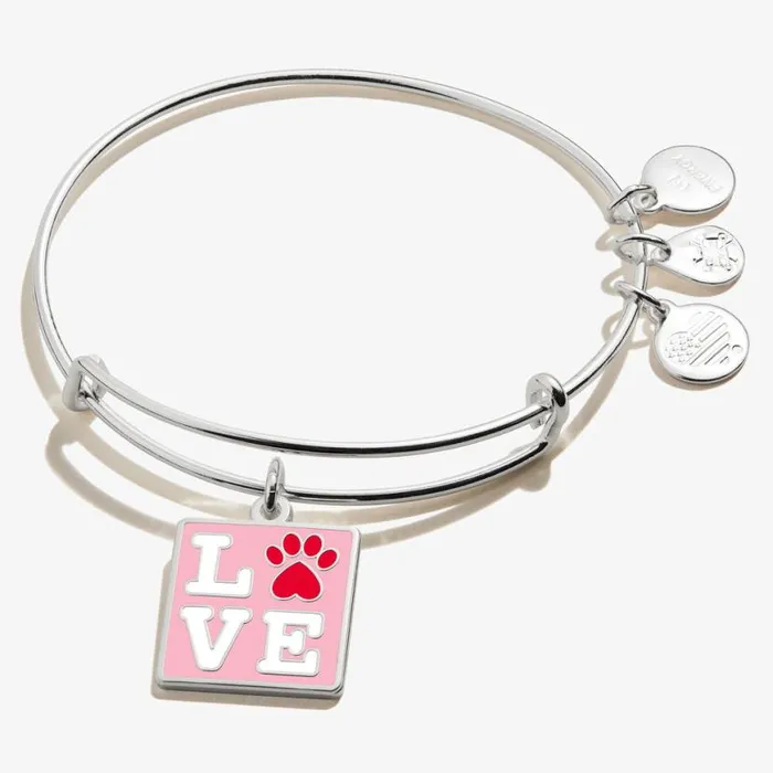 Stamp Of Love Paw Charm Bangle Bracelet Shiny Silver Women Alex And Ani Love
