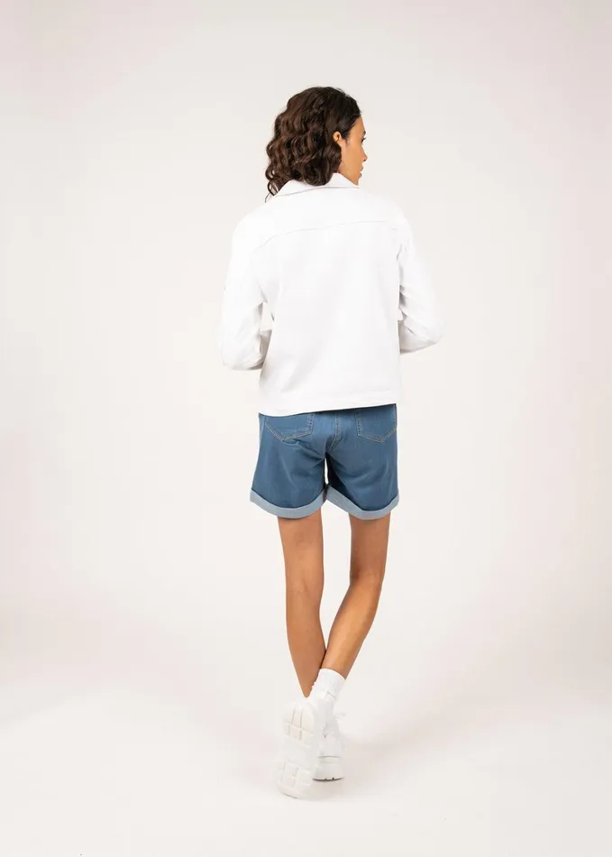 Ste Tea Jacket In Cotton Canvas White Women Saint James Sweaters Cardigans and Jackets