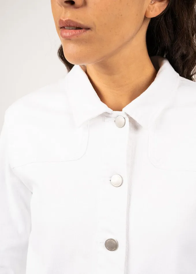 Ste Tea Jacket In Cotton Canvas White Women Saint James Sweaters Cardigans and Jackets