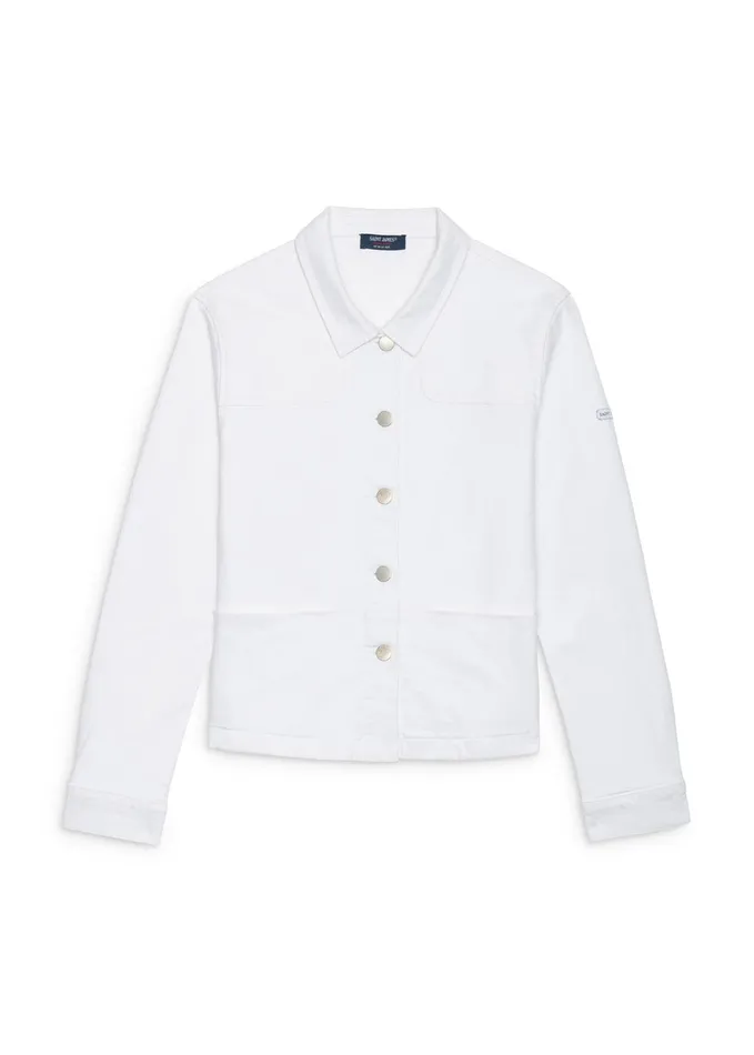 Ste Tea Jacket In Cotton Canvas White Women Saint James Sweaters Cardigans and Jackets