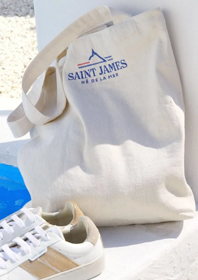 Striped Tote Bag Tote Bag In Recycled Cotton Ecruroyalblue Men Saint James