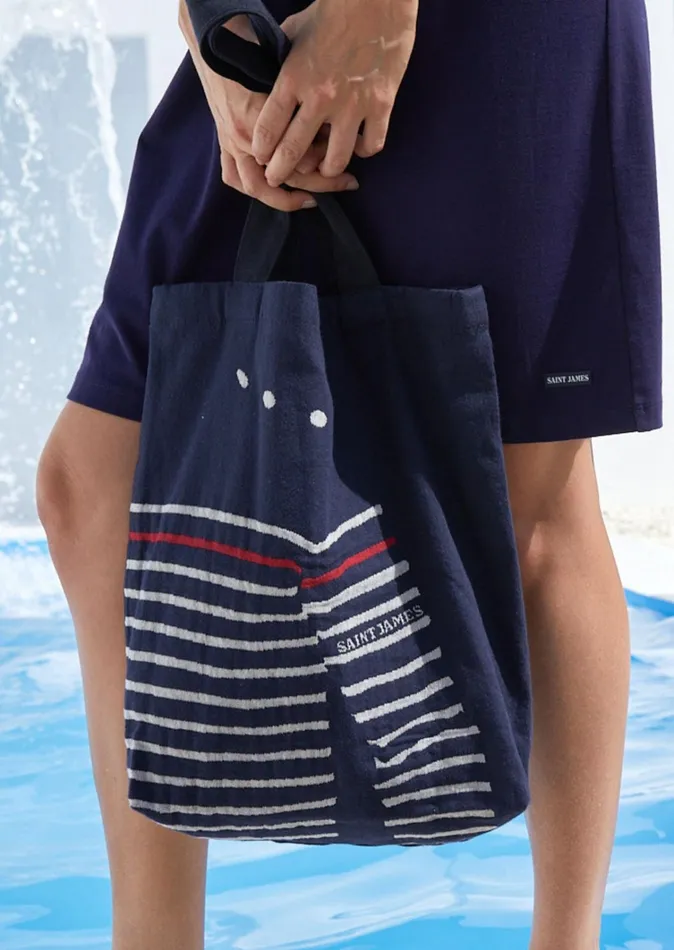 Striped Tote Bag Tote Bag In Recycled Cotton Navyecru Women Saint James Bags