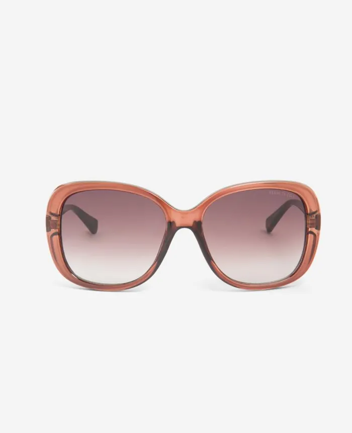 Sunglasses Women Kenneth Cole Ultem Oversized Square Sunglasses Brown