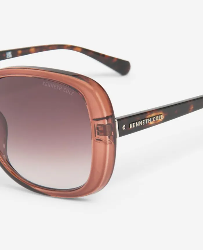 Sunglasses Women Kenneth Cole Ultem Oversized Square Sunglasses Brown