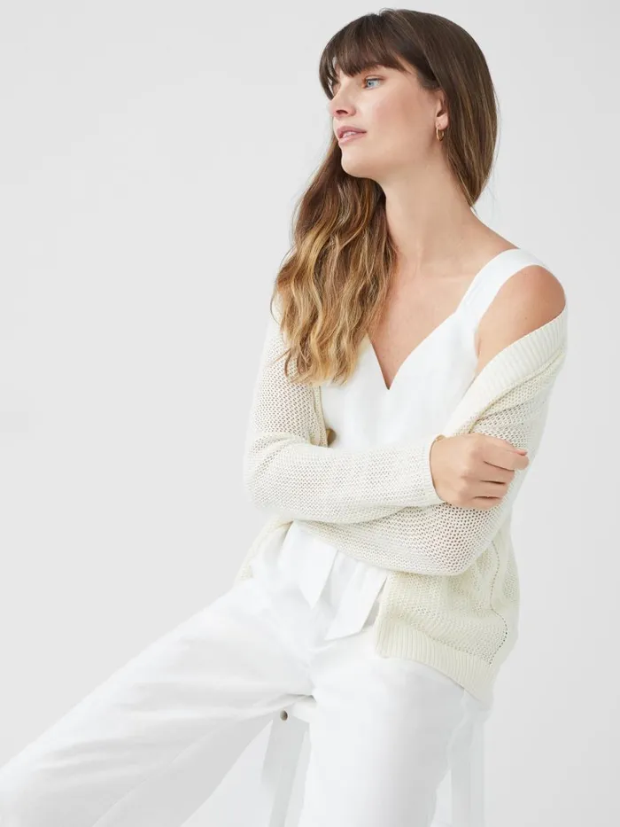 Sweaters Women JMcLaughlin Bristol Cardigan Egret White Sweaters Women JMcLaughlin Bristol Cardigan Egret White