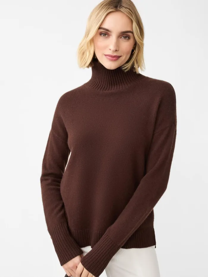 Sweaters Women JMcLaughlin Dina Cashmere Turtleneck Chocolate Brown Sweaters Women JMcLaughlin Dina Cashmere Turtleneck Chocolate Brown
