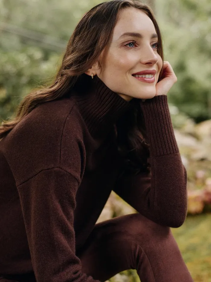 Sweaters Women JMcLaughlin Dina Cashmere Turtleneck Chocolate Brown Sweaters Women JMcLaughlin Dina Cashmere Turtleneck Chocolate Brown