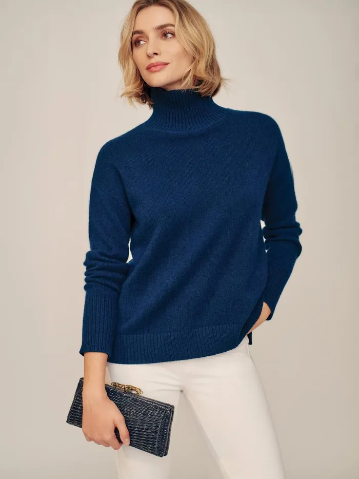 Sweaters Women JMcLaughlin Dina Cashmere Turtleneck Classic Navy