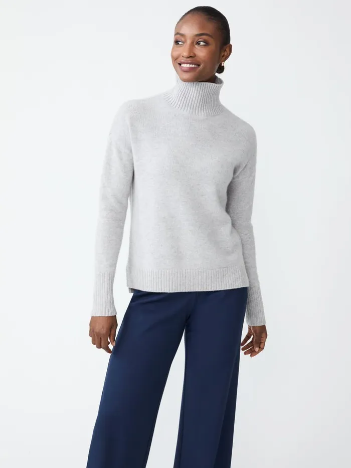 Sweaters Women JMcLaughlin Dina Cashmere Turtleneck Light Heather Gray Sweaters Women JMcLaughlin Dina Cashmere Turtleneck Light Heather Gray