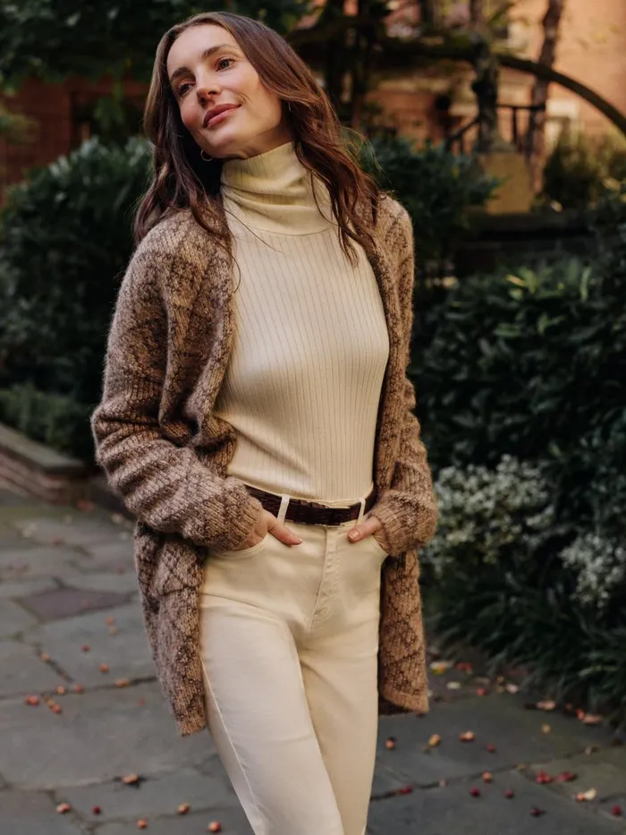 Sweaters Women JMcLaughlin Ida Cardigan In Jacquard Brownmulti