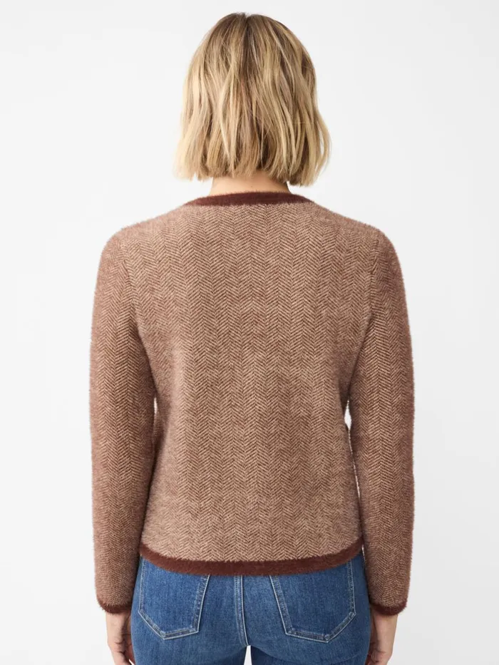 Sweaters Women JMcLaughlin Inez Cardigan In Herringbone Jacquard Brownoff White