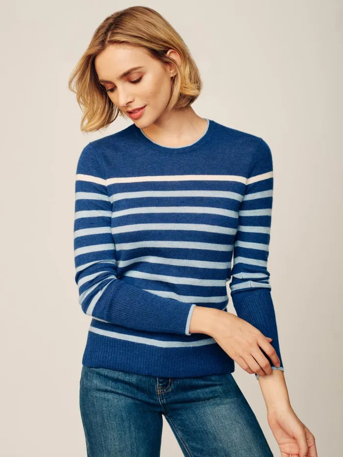 Sweaters Women JMcLaughlin Poet Cashmere Sweater In Stripe Navymulti
