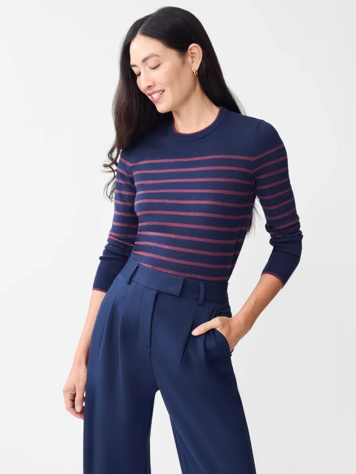 Sweaters Women JMcLaughlin Poet Sweater In Stripe Navymerlot