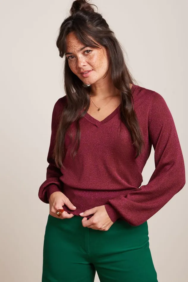 Sweaters Women King Louie V Neck Bellsleeve Spiro Wild Fuchsia 8211 Spiro