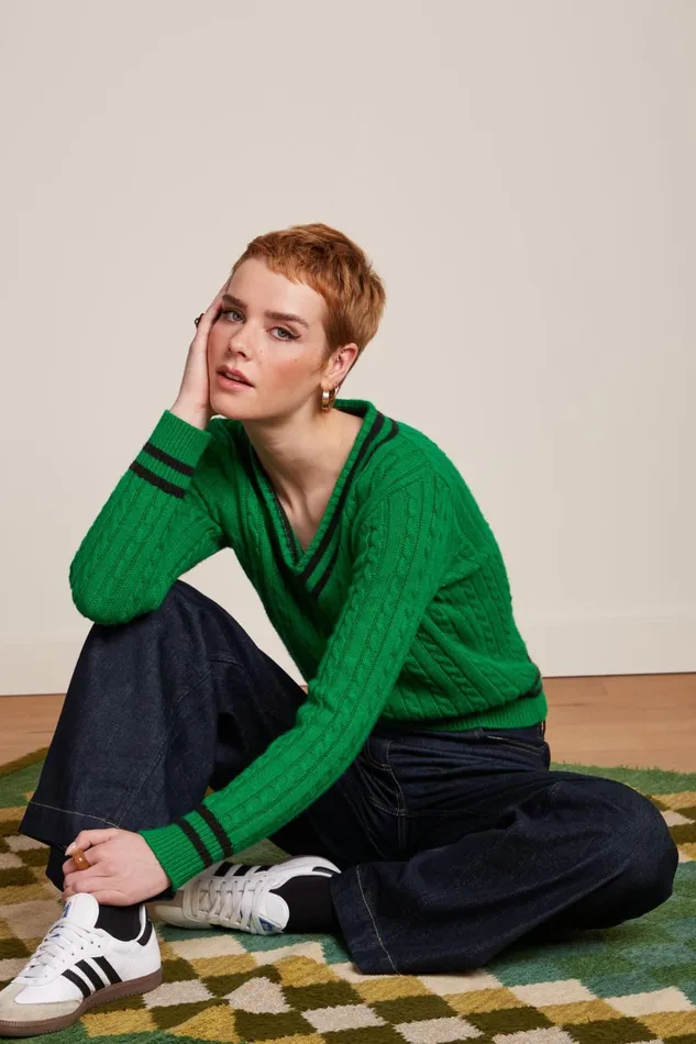 Sweaters Women King Louie V Neck Top College Very Green 8211 College