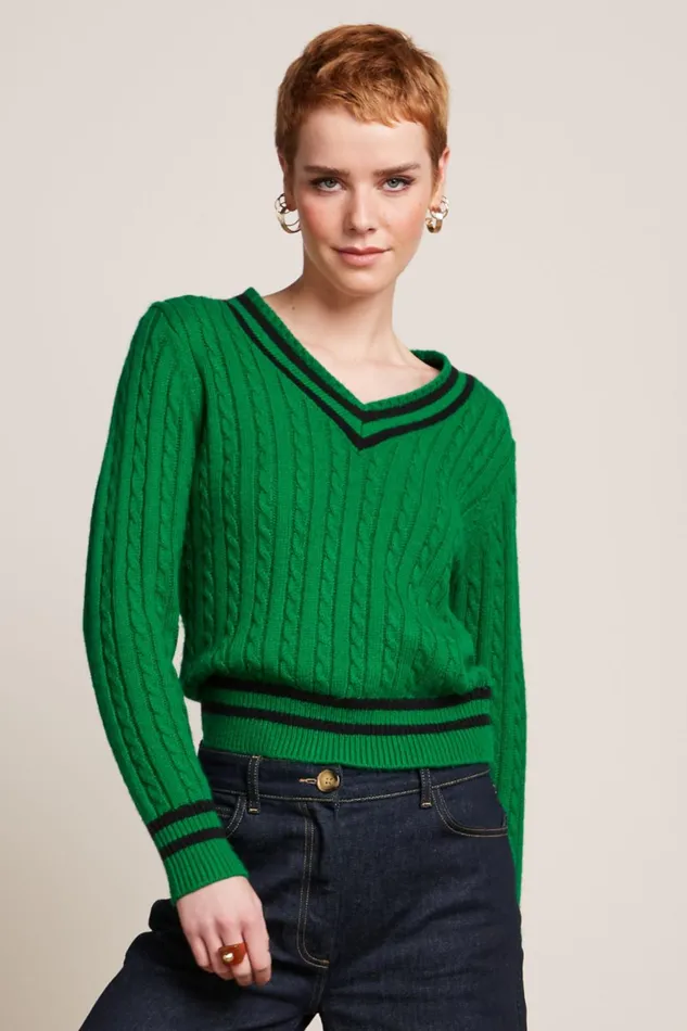 Sweaters Women King Louie V Neck Top College Very Green 8211 College