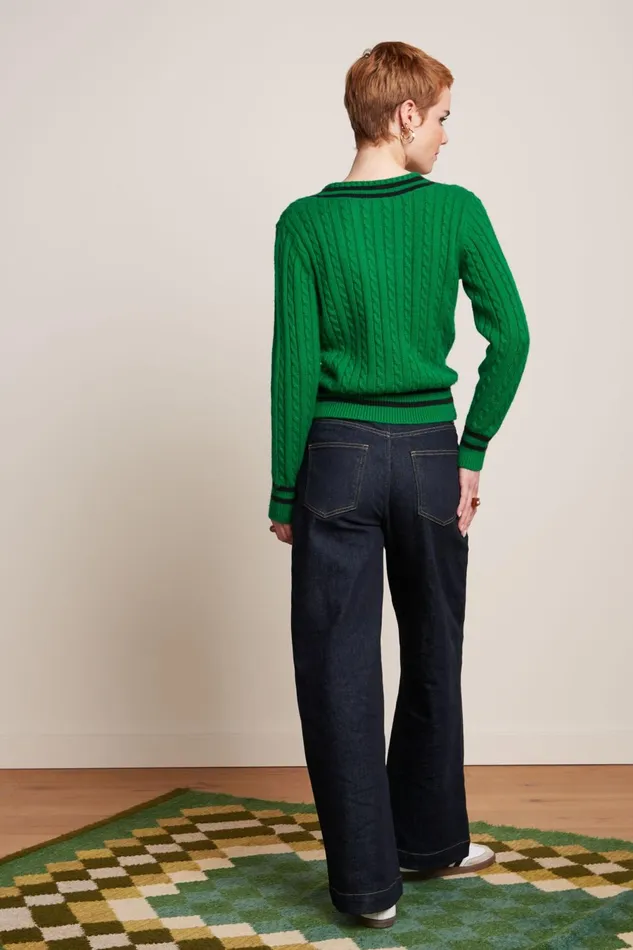 Sweaters Women King Louie V Neck Top College Very Green 8211 College