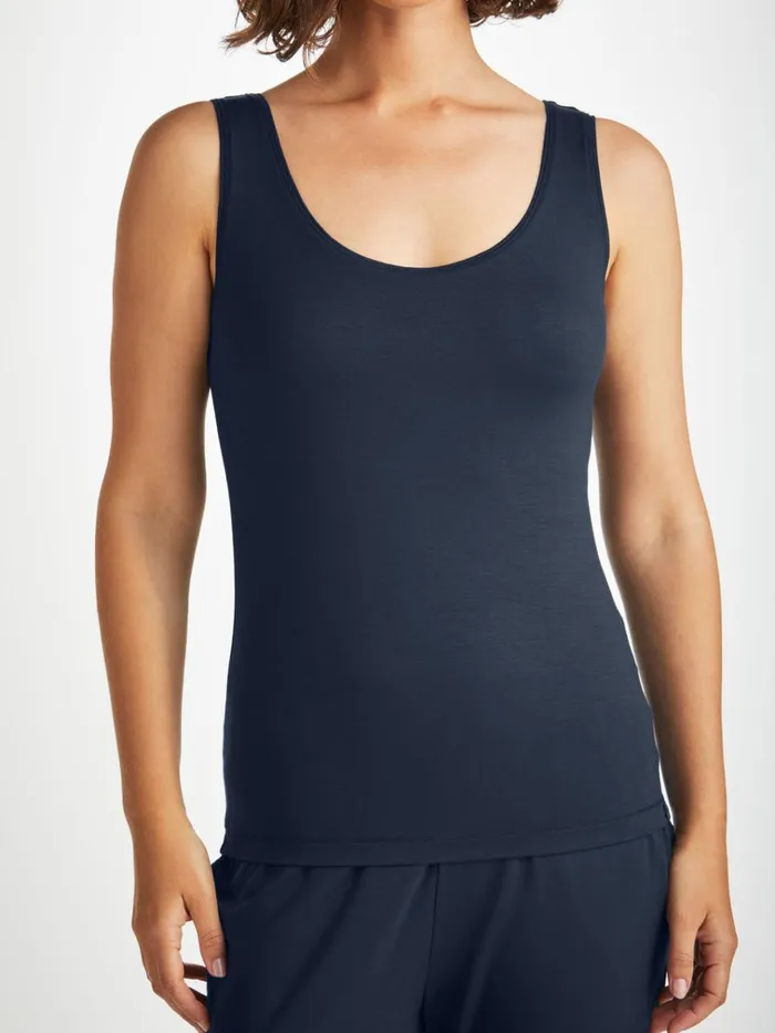 Tank Tops Women Derek Rose Support Vest Lara Micro Modal Stretch Navy
