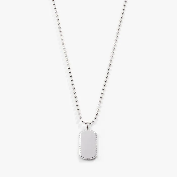 Textured Border Dog Tag Necklace Silver Women Alex And Ani Love