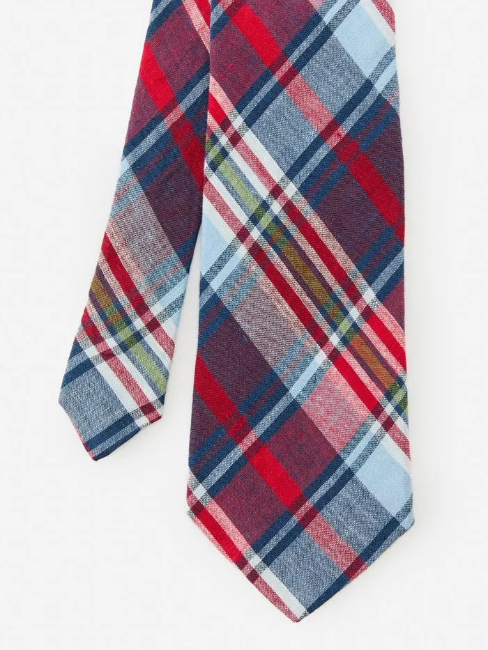 Ties Men JMcLaughlin Linen Tie In Plaid Redmulti