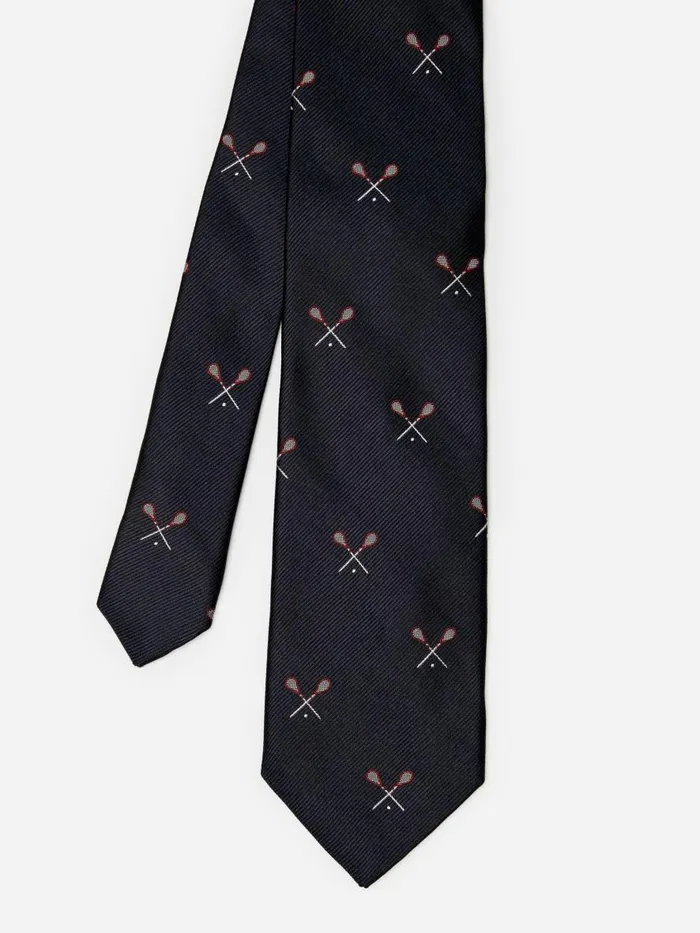 Ties Men JMcLaughlin Silk Tie In Lacrosse Sticks Black