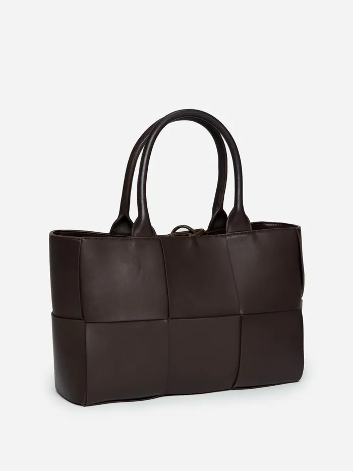 Top Handles WomenMen JMcLaughlin Tessare Woven Leather Handbag Dark Brown