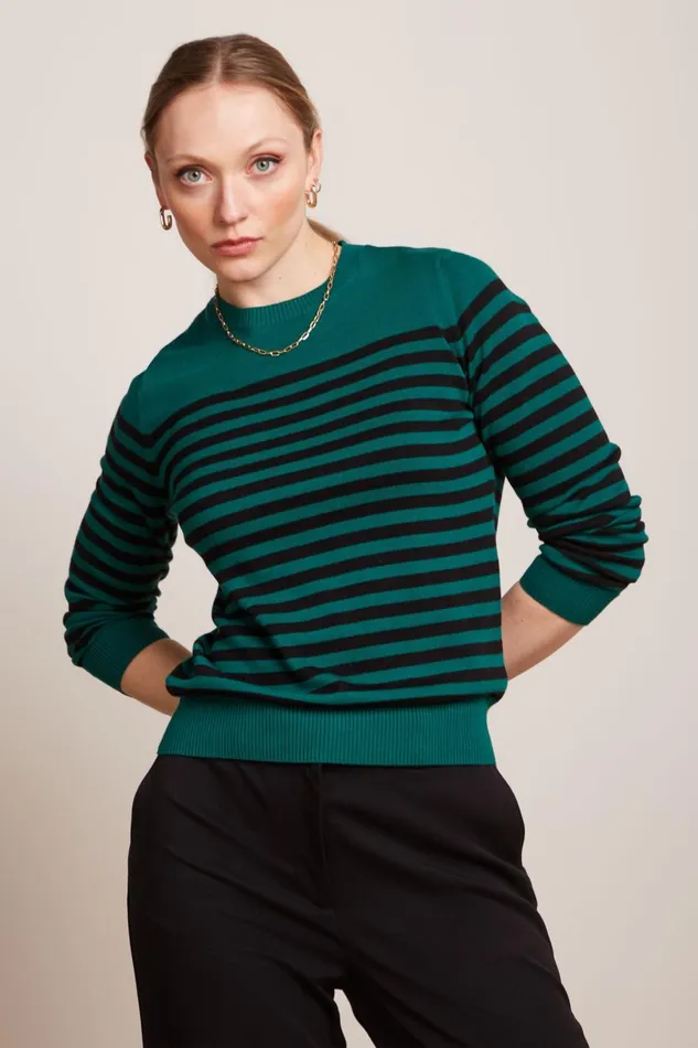 Tops and Shirts Women King Louie Agnes Top Loop Stripe Peacock Green 8211 Loop Tops and Shirts Women King Louie Agnes Top Loop Stripe Peacock Green 8211 Loop