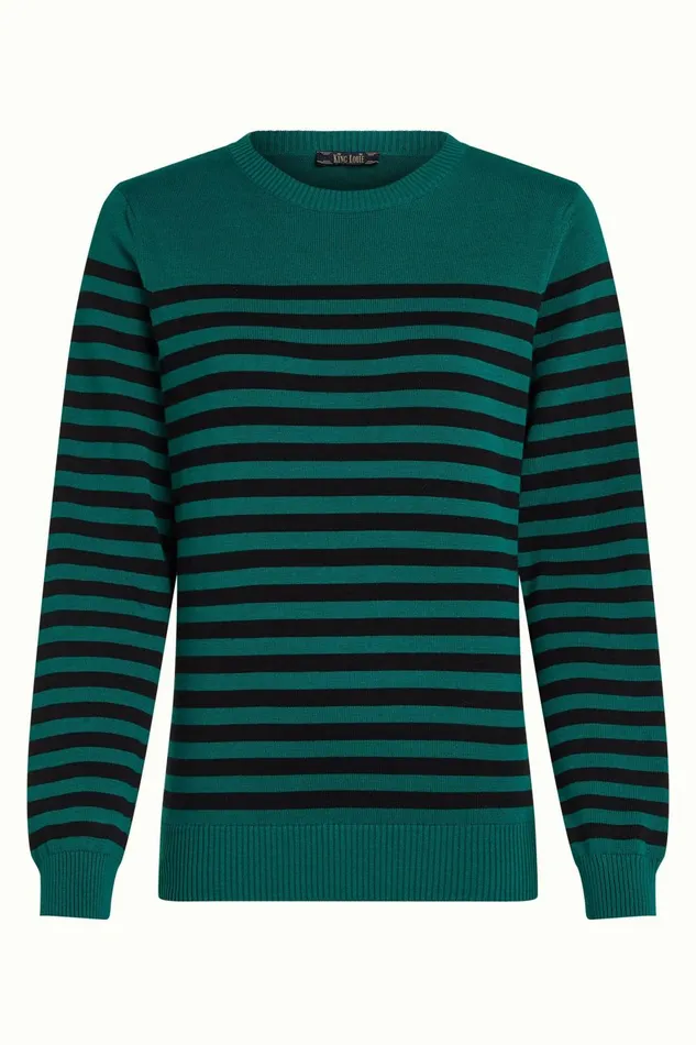 Tops and Shirts Women King Louie Agnes Top Loop Stripe Peacock Green 8211 Loop