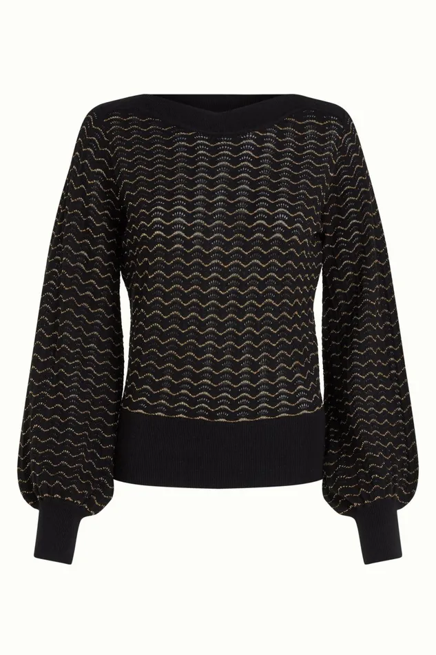 Tops and Shirts Women King Louie Audrey Top Pacific Black 8211 Pacific